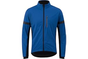 RISESBIK Men's Cycling Jacket Winter Cycling Clothing Windproof Waterproof Thermal Softshell Bike Windbreaker Zipper Pockets