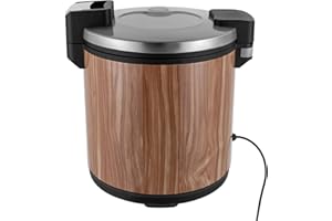 BULELULA Commercial Rice Warmer 24.3QT/110CUP Portable Rice & Food Warmer Non-stick Inner Pot Electric Rice Warmer for Restaurant Party (Wood)