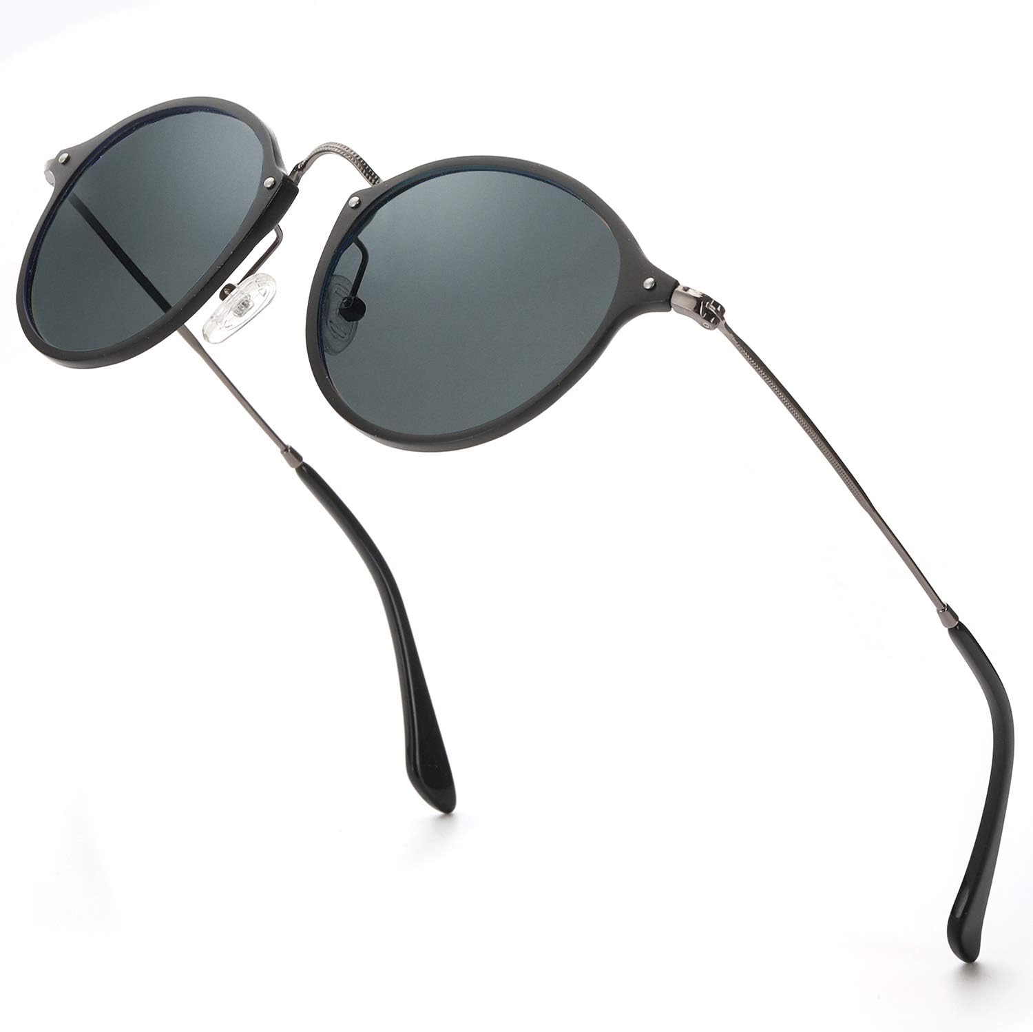 ELIVWR Round Retro Polarized Sunglasses for Men, Vintage Classic Eyewear Al-Mg Metal Frame for Outdoor Activities