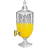 1.3 Gallon Glass Drink Dispenser, Glass Beverage Dispenser with Spigot for Party Bar Wedding, Crystal Collection Jug, Wide Mouth with Lid, Iced Beverage Dispensers (1.3gal colorful)