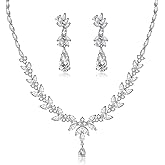 IDASANY Jewelry Set for Women, Cubic Zirconia Necklace Dangle Earrings & Bracelet Jewelry Set for Bride Bridesmaid Wedding Engagement Prom Party