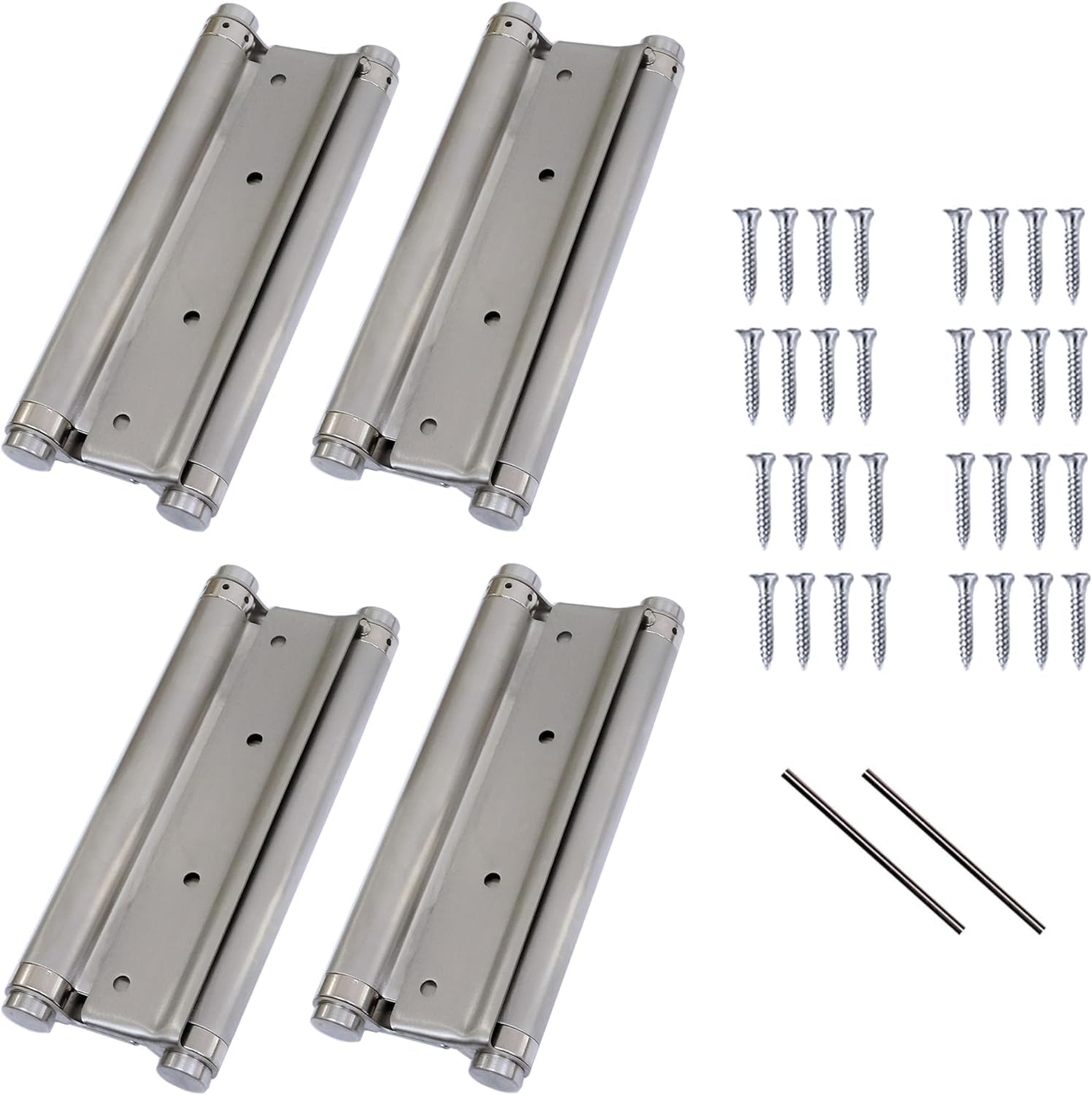 4 Pcs 8'' Heavy Duty Cafe Saloon Door Hinges Double Action Spring Hinge Stainless Steel Self-Closing 200mm… (Silver)