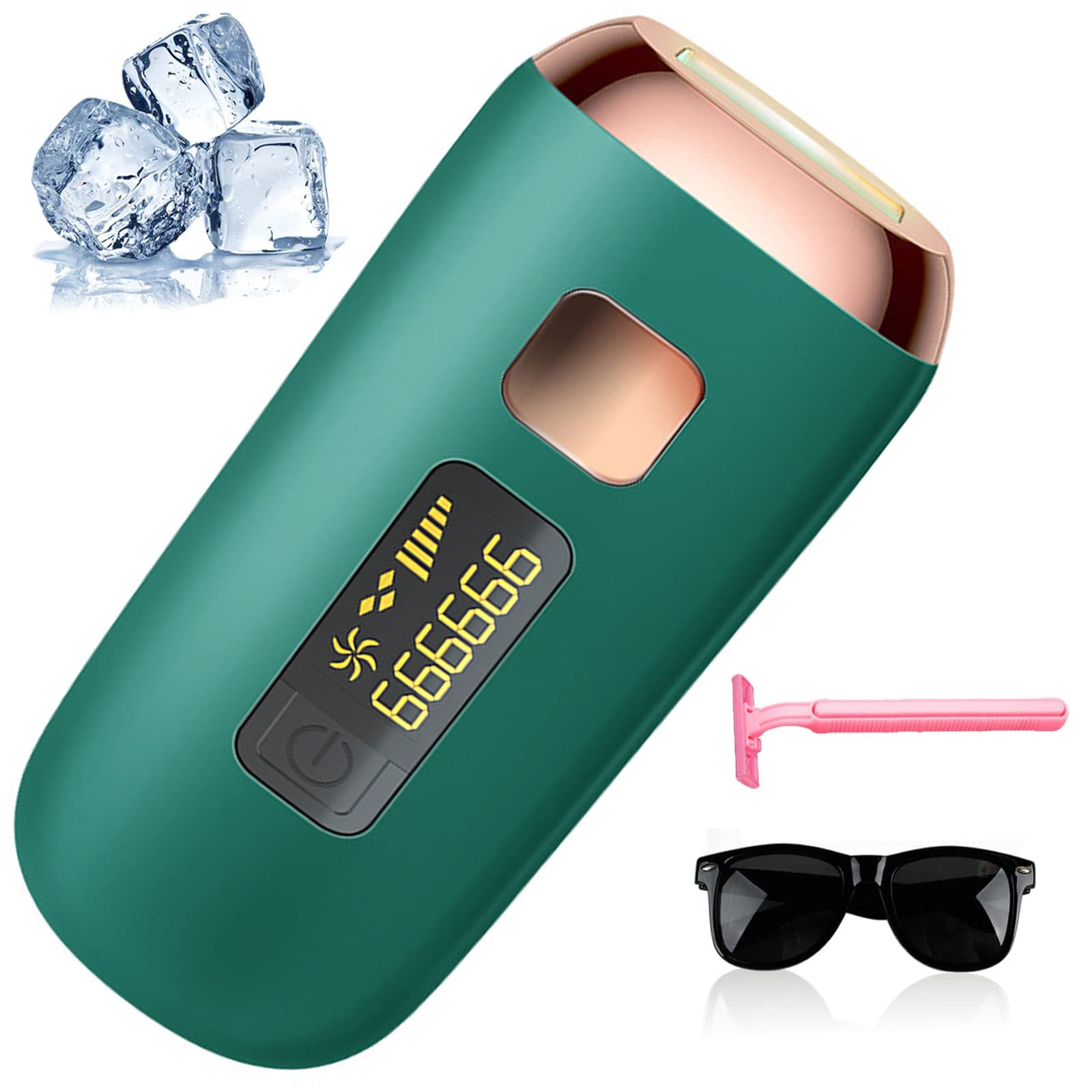 Laser Hair Removal for Women Permanent, Painless at-Home IPL Hair Removal Device Upgraded to 999,999 Flashes, 5 Level Energy Adjustable & 2 Modes for Beautify Skin, Face, Body, Bikini (Deep Green)