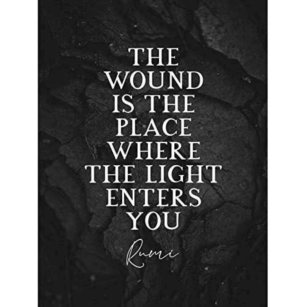 Artery8 Slate Quote Rumi Wound Light Enters Art Print Canvas Premium Wall Decor Poster Mural
