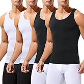 Arjen Kroos Compression Shirts for Men Body Shaper Slimming Tank Top Undershirts Gym Gear Shapewear 4 Pack