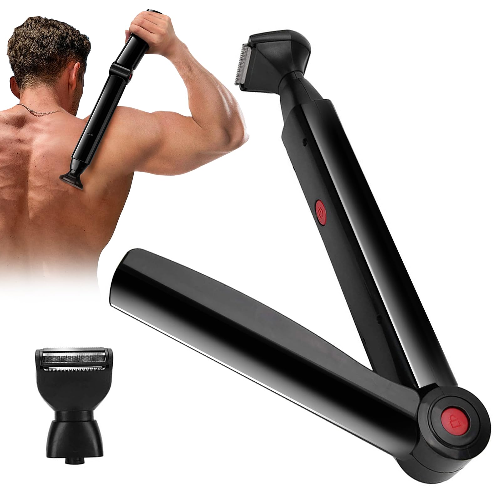 Nadiaen Men's Back Shaver, Black, Flexible Blade, Wet & Dry, Rechargeable, Minimalist Style
