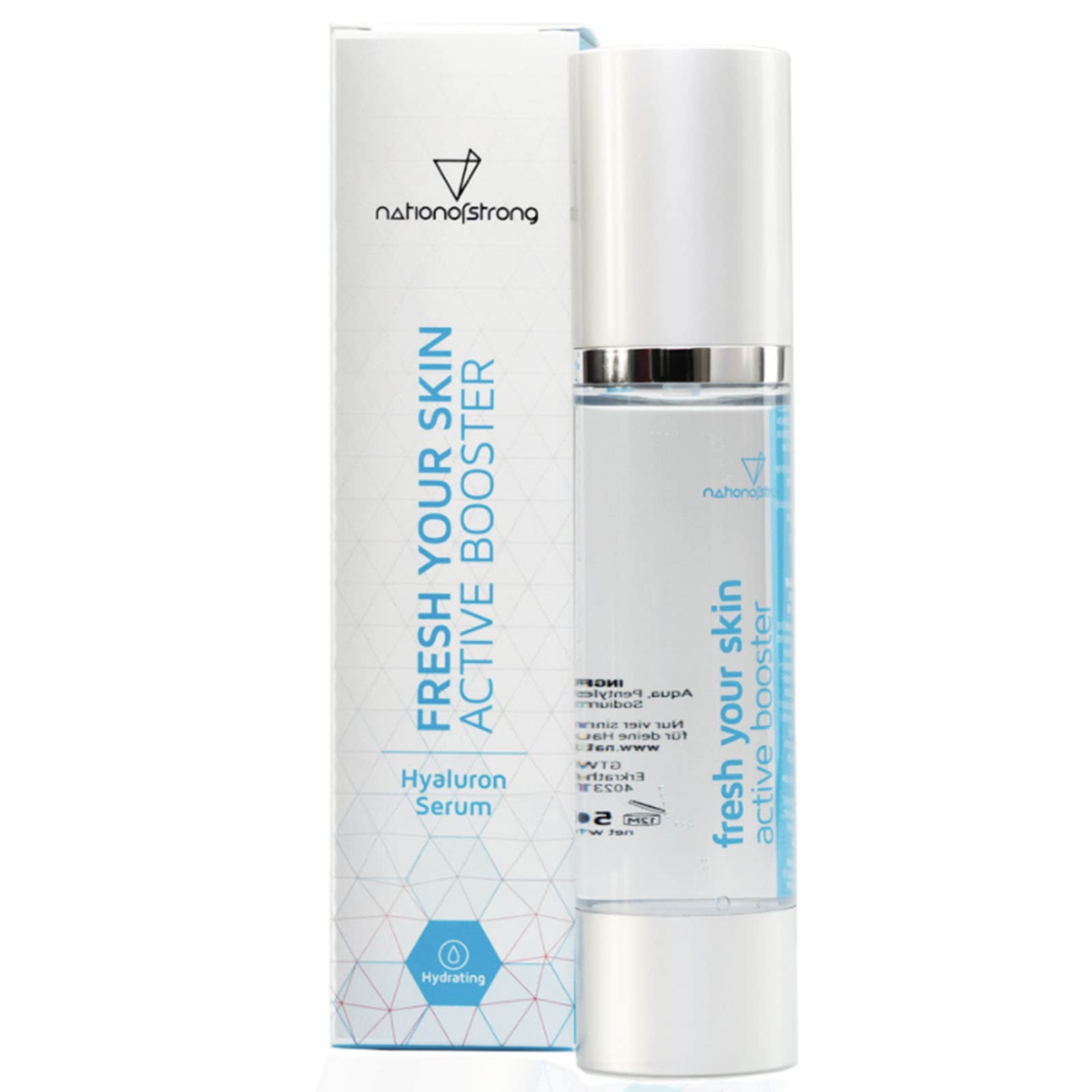 Vegan Hyaluronic Acid Serum, high dosage - Anti ageing + Anti Wrinkle Power, which optimally complement your skin's own hyaluronic acid - with four active Ingredients - 50ml