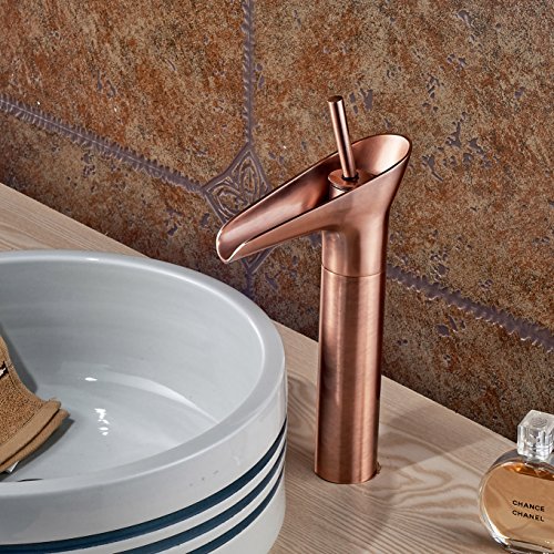 Rozin Antique Copper Tall Bathroom Vessel Sink Faucet Single Lever Countertop Mixer Tap