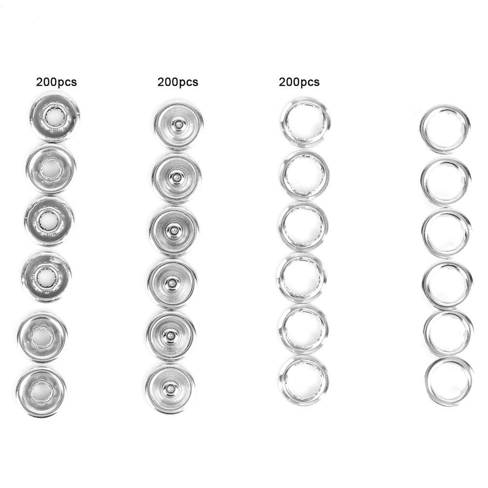 Snap Buttons, 200 Pcs Metal Hollow Prong Snap Button Fastener Rings for Baby Clothing One-Piece Suit Sewing Crafting Clothes (9.5MM)