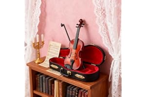 Violin Model,10cm Miniature Music Instrument Ornament Violin,MiniatureViolin with Stand, Bow and Case,Musical Instrument Mode