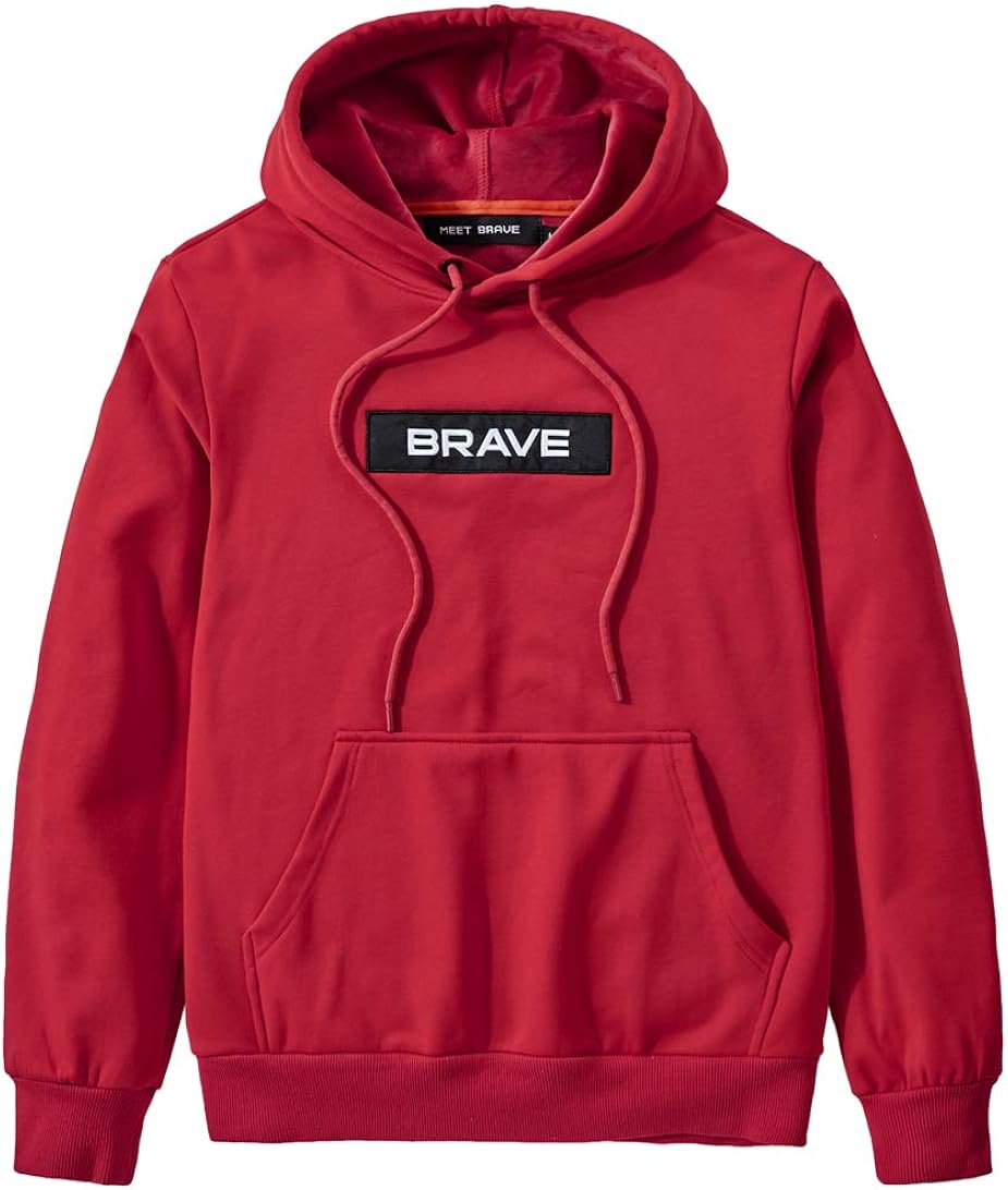 MEET BRAVE Mens Graphic Blend Fleece Hoodie Pullover Plain Classic Casual Hooded Sweatshirt: Clothing