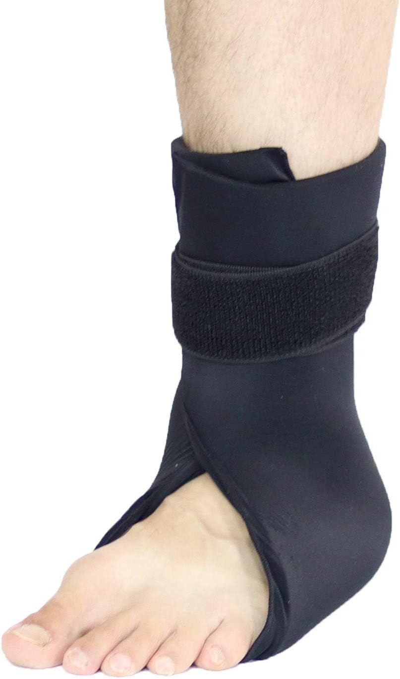 Elastic Ankle Ice Pack Wrap - Unleakable - Very Soft (Can't Freeze), Black, Medium