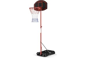 Goplus Portable Basketball Hoop Outdoor, 6.5FT-8.5FT Height Adjustable Basketball Goal System w/Shatterproof Backboard, Filla