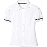 French Toast Big Girls' Short Sleeve Ribbon Bow Blouse