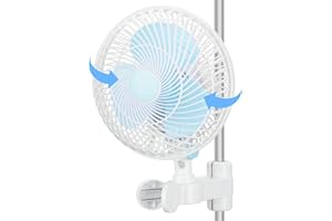 Fanspex 6" Grow Tent Fan Oscillating Clip on for Hydroponic, 0.59''-1'' Pole Mount with 8.2 Ft Long Cord, 39dB Quiet Operation, 2-Speeds