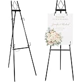 53.9" Black Easel Stand for Sign, Display Easel for Wedding Sign, Painting | Adjustable Heavy Duty Metal Art Easel with Storage Bag