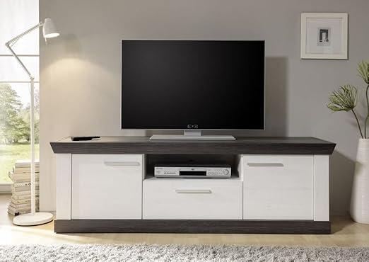 Tv Lowboard Lyon Pinie Weiss Nachbildung Wengenachbildung 156x51x44 Cm Sideboard Kommode Schrank Wohnzimmerschrank Wohnzimmer Multimediaboard Multimediaschrank Amazon De Kuche Haushalt