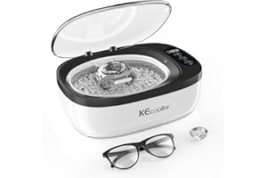 KECOOLKE Ultrasonic Jewelry Cleaner, 750ml Sonic Cleaner with Digital Timer for Eyeglasses, Rings, Coins，Silver，Cleaner Solution for Gifts