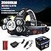 Waterproof LED Headlamp Rechargeable ZIYUO 35000LM 4 modes Super Bright LED headlight,5 CREE XM-L T6 LED,with 18650 Batteries,Car Charger and USB Charging Cable