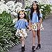 MOLYHUA Baby Girls Outfits Blue, 2Pcs Off-Shoulder Tops + Floral Print Skirt Set (80(12M), Blue)