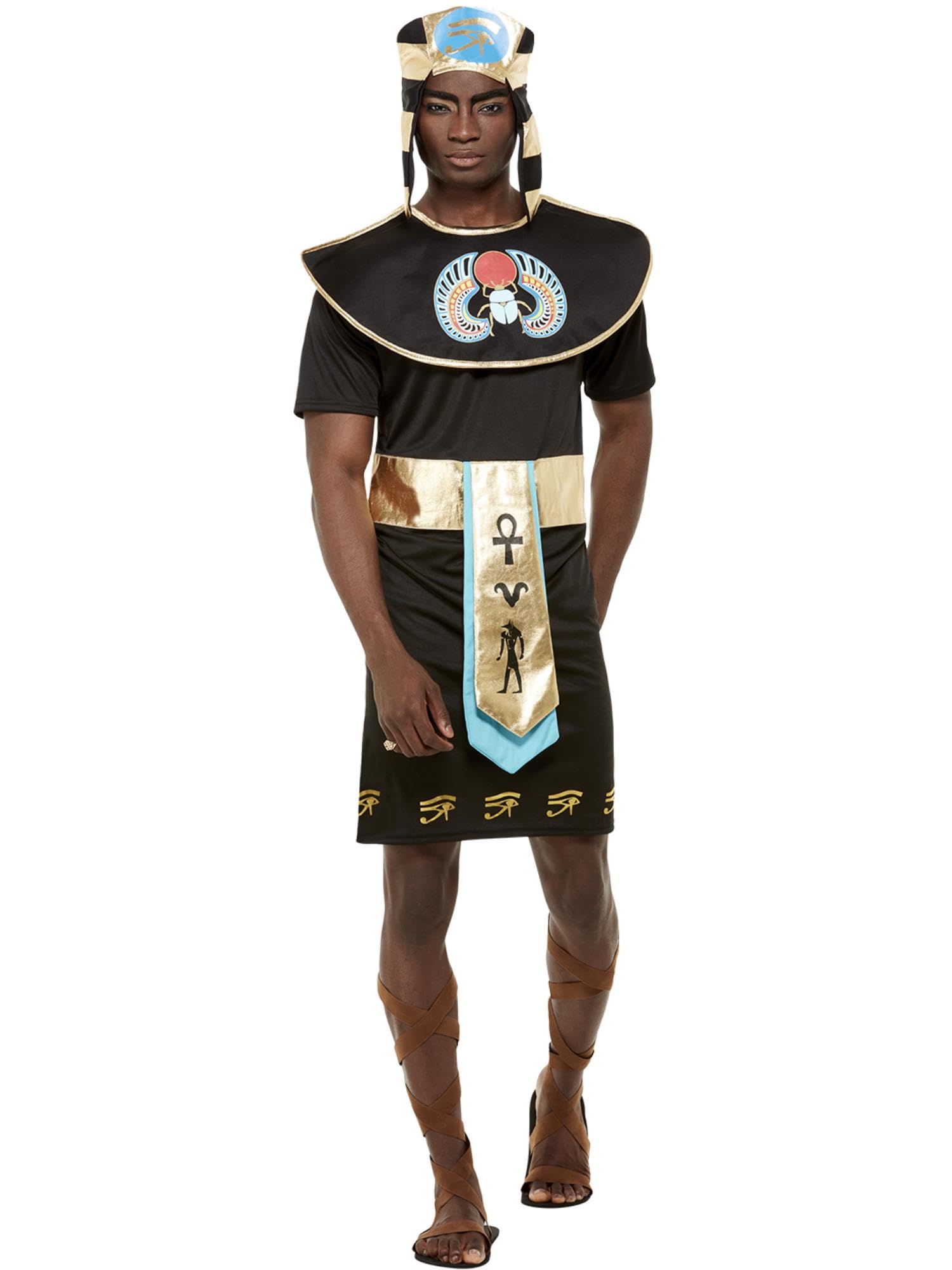 Smiffys Egyptian King Costume, Black Tunic & Headdress, Legends & Myths Fancy Dress, Ancient Egypt Dress Up Costumes