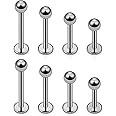 SCERRING 2-8PCS 16g G23 Titanium Labret Monroe Lip Tragus Cartilage Earring Ring Stud Piercing Jewelry 6mm 8mm 10mm 12mm