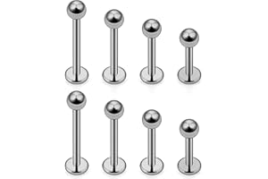 SCERRING 2-8PCS 16g G23 Titanium Labret Monroe Lip Tragus Cartilage Earring Ring Stud Piercing Jewelry 6mm 8mm 10mm 12mm
