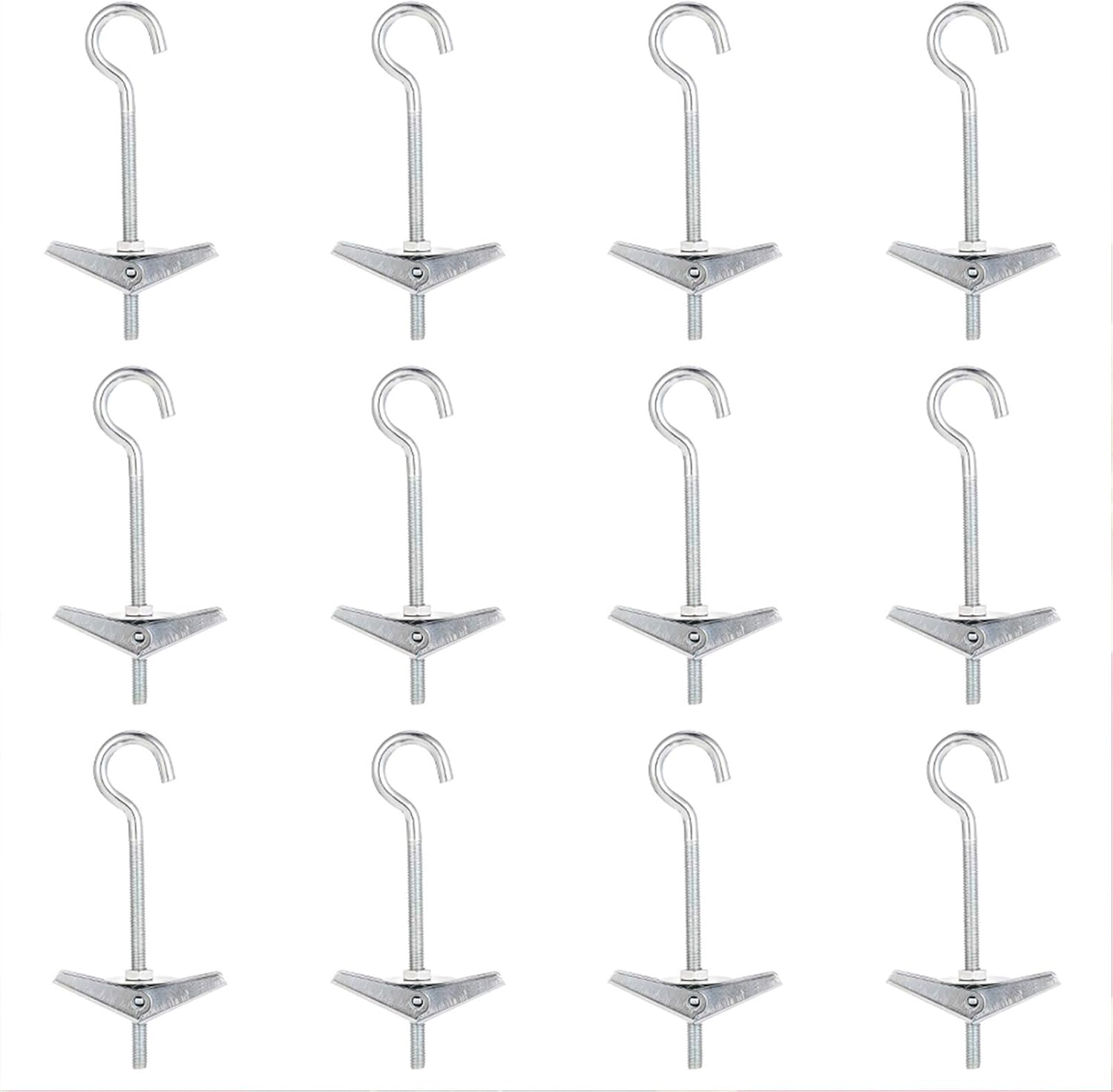 12 Pcs Carbon Steel Ceiling Hooks, White M5 Ceiling Plasterboard Mount