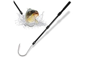 SMARKEY Fishing Gaff Spear Hook Stick with Stainless Gig Hook, Telescopic Aluminium Alloy Pole for Saltwater, Offshore Freshwater Ice Fishing Tool-44inch