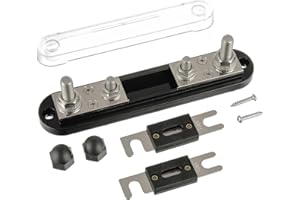 BOJACK 400A ANL Fuse Holder with 2Pcs 400A ANL Fuse, M10 Stud Terminals, 750A Max Current, Panel Mount, 4 Contacts, Plug-In D