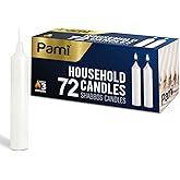 PAMI Traditional Shabbat Candle Sticks [72-Pack] - Unscented Taper Candles with 3 Hours Burning Time- Paraffin Shabbos Candles with Beautiful Flame- Tall Dinner Candles for Candlestick Holders