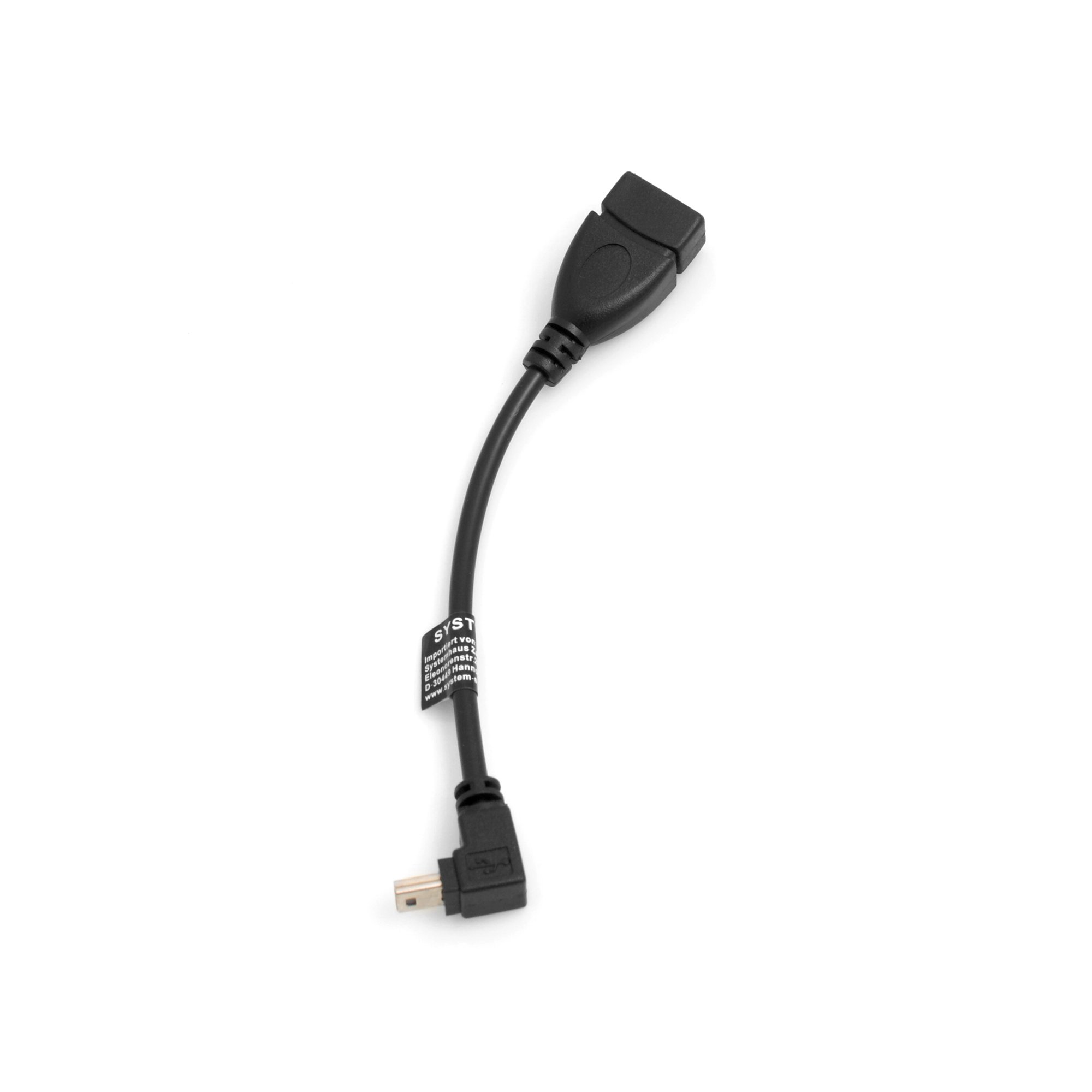 System-S Mini USB Male Reverse Angled 90 Degree USB OTG Host Cable to USB Type A (Female) Adapter Cable 13.5 cm