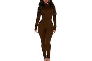Mokoru Women's Sexy Bodycon Long Sleeve One Piece Jumpsuits Full Length Club Rompers