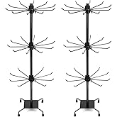 QWORK 3-Tier Rotating Metal Jewelry Display Stand – 2 Sets Adjustable Tabletop Holder for Necklace, Earring & Key Ring