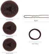 Kjzeex 3 Piece Doughnut Hair Bun Maker Set Brown Elastic Bands U Clips view 7