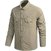 ROAMUNCH Men's Fishing Shirts Long Sleeve Travel Work Shirts for Men Button Down Shirts