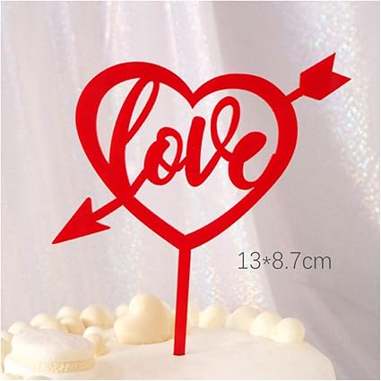 Amazon Com New Love Wedding Acrylic Cake Topper Gold Red Heart