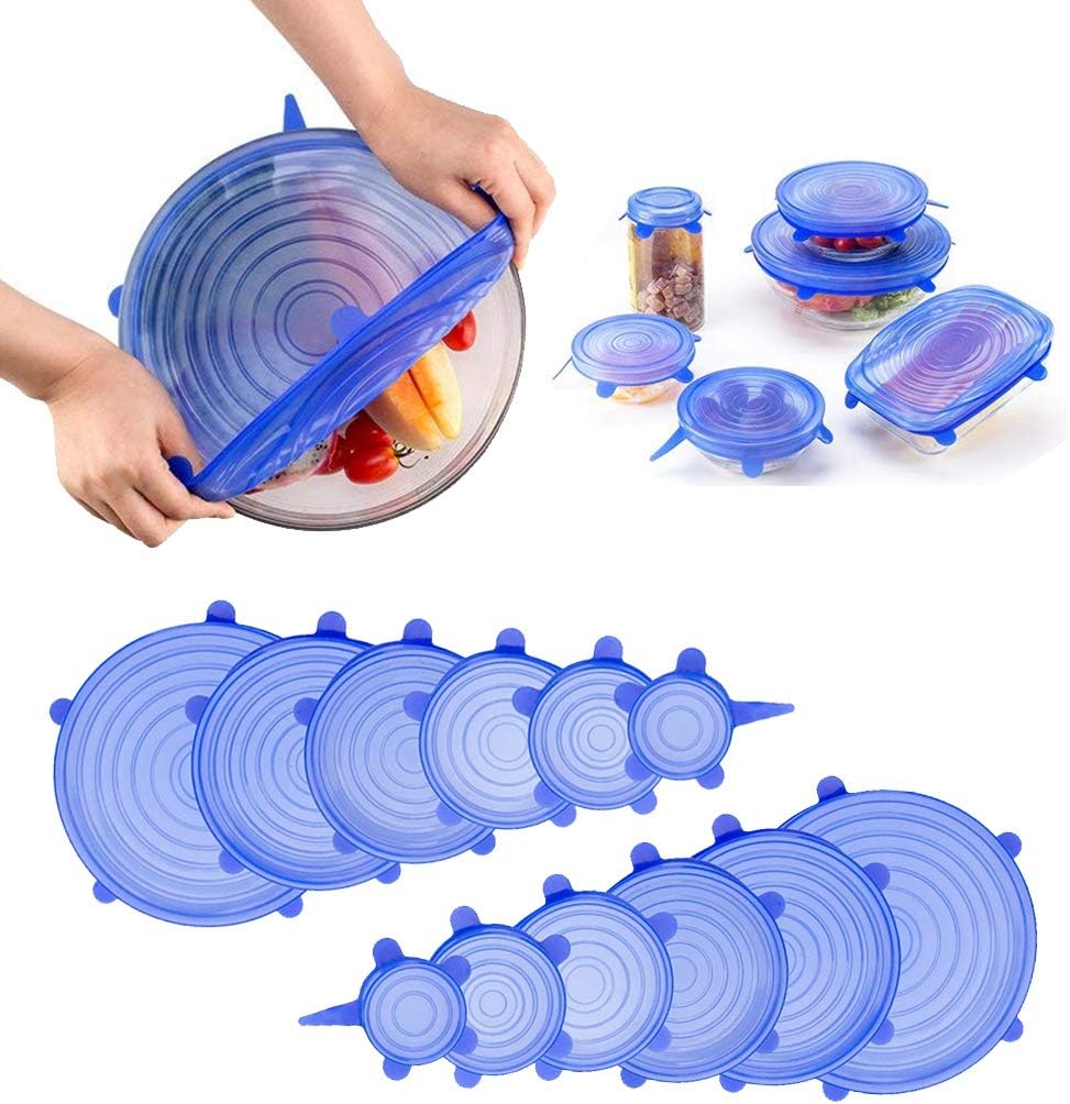Silicone Stretch Lids, 12 Pcs Stretchable Reusable Food Saver Covers