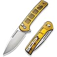 CIVIVI Pocket Folding Button Lock Knife with Flipper Opener for EDC, 3.48" Nitro-V Blade Ultem Handle, Conspirator Utility Knife for Outdoor C21006-5