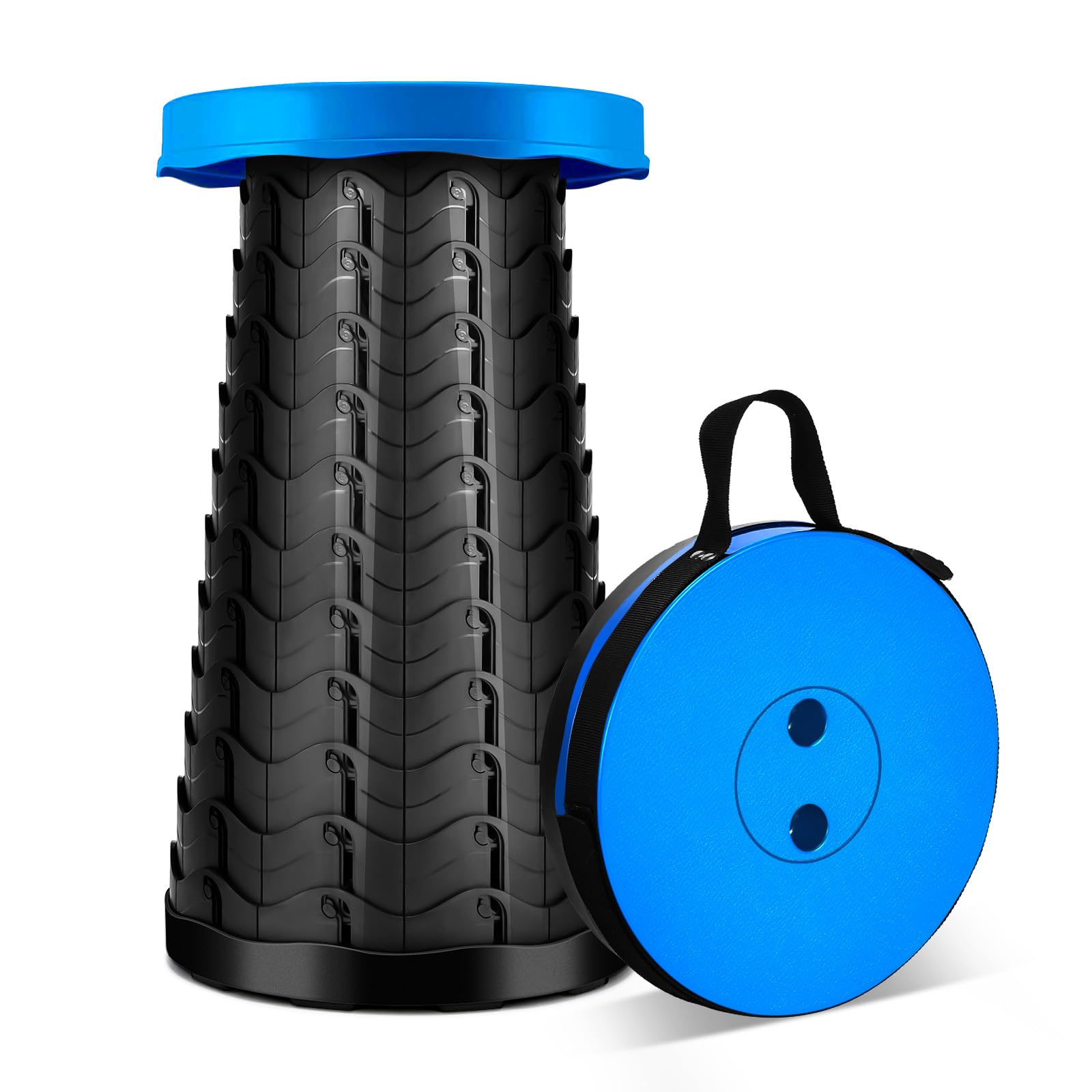 Small Collapsible Stool for Adult Camping - Max Load Capacity 396 LBs/180 KG - LUXJET Portable Folding Stool for Kitchen, Bathroom, Fishing, Travel, BBQ, Hiking(Blue)