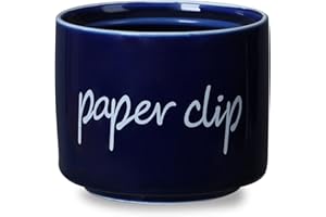 ONTUBE Porcelain Paper Clip Holders,Ceramic Paper Clip Organizer (Navy)