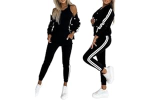CHICME Women's Three Piece Outfits Striped Tape Patch Tank Tops Bomber Jacket with Sporty Pants Tracksuit Lounge Sets
