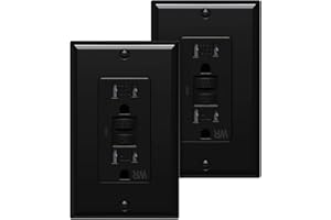[2 Pack] WEBANG Self-Test GFCI Outlets, Tamper-Resistant and Weather-Resistant, GFCI Receptacle with LED Indicator, Decorative Wall Plates and Screws Included, 15 Amp/125 Volt, ETL Listed, Black