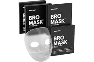 JAXON LANE BRO MASK Premium Korean Face Mask for Men (4 Pack) - Anti Aging Sheet Masks w/Hydrogel, Vitamin C, Hydrolyzed Collagen, & Hyaluronic Acid - Perfect Skin Care Stocking Stuffers for Men