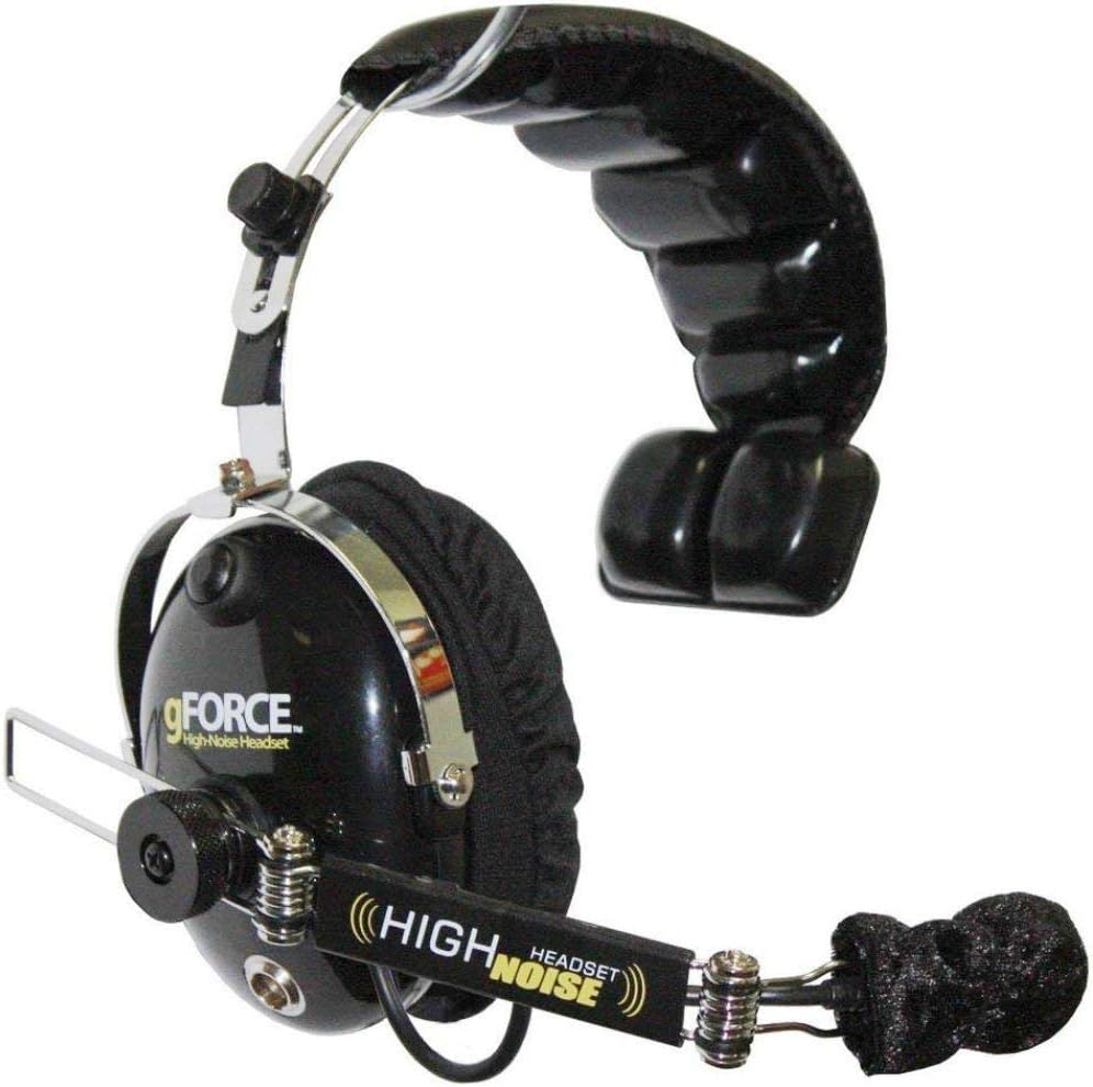 Klein Electronics gFORCE High Noise Headset with PTT Pust-To-Talk, Black, Single Muff, Impact Rated Earshells, Universal 5-pin Cable Connector Port, Swivel Boom for Left or Right Side Use