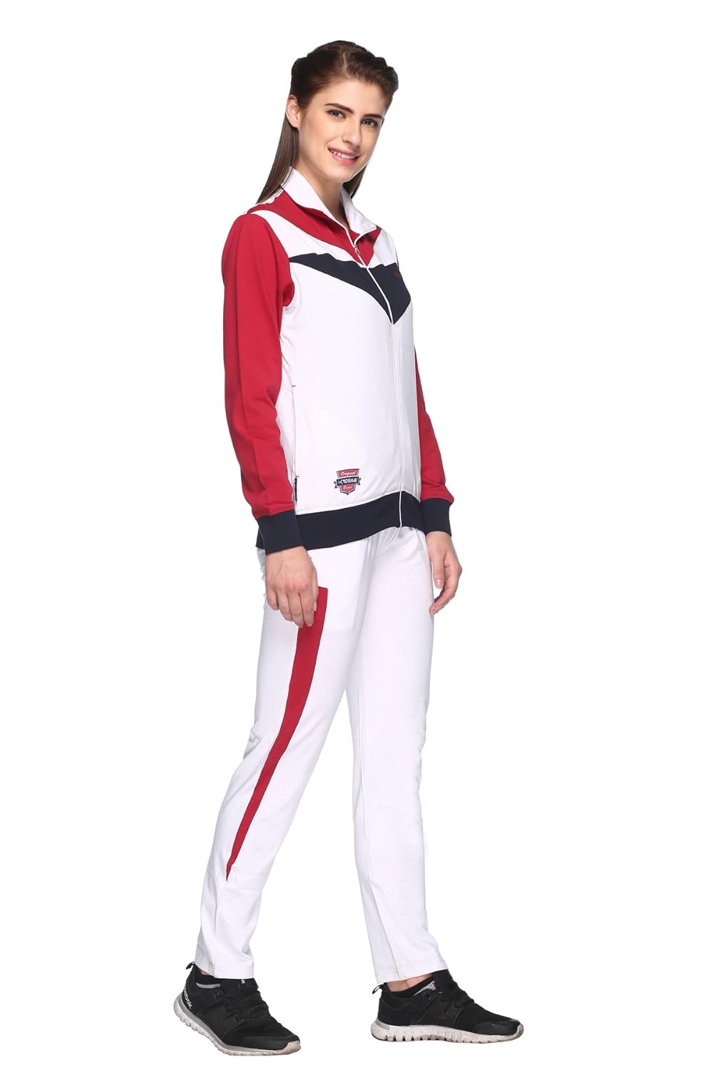 ex10sive women's front zipper cotton lycra blended active wear top and bottom set