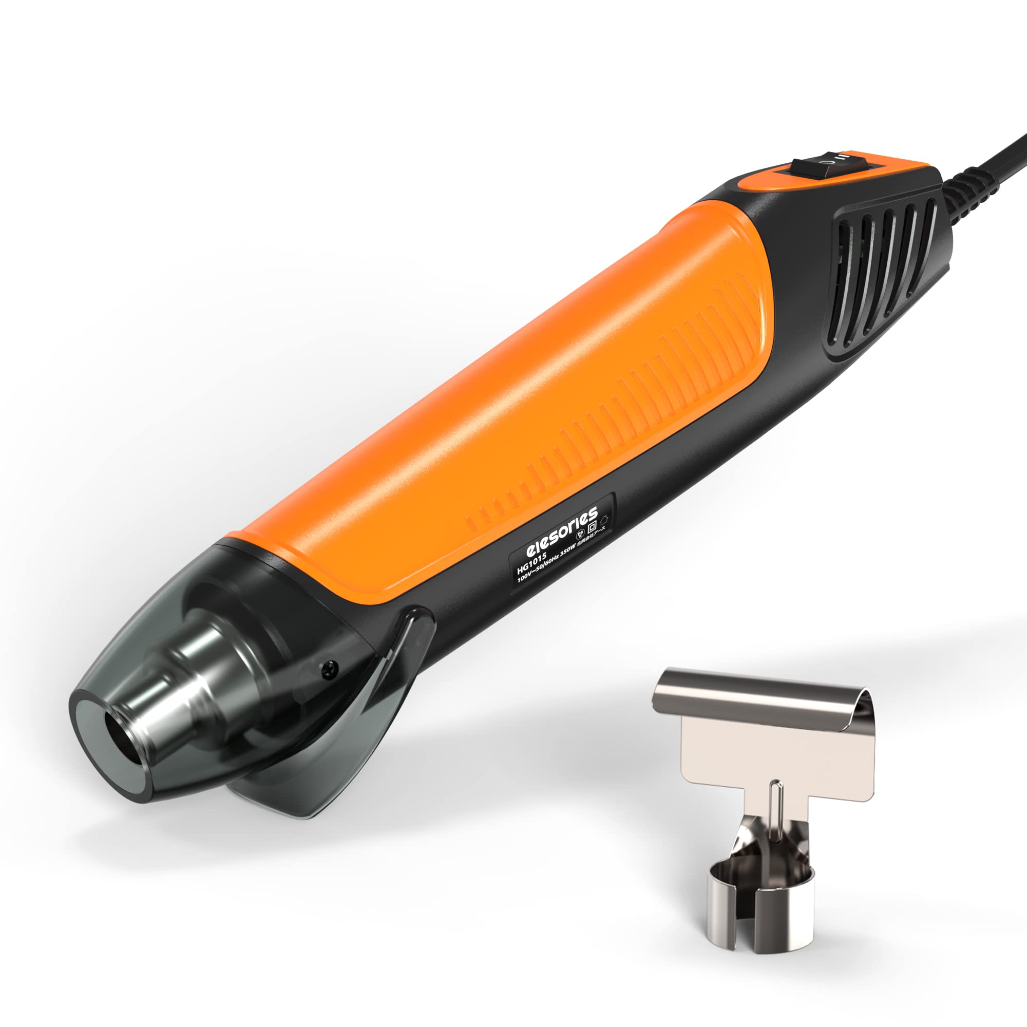 エンボスヒーター elesories ヒートガン 小型 300W 2段階温度 急速加温 200℃/350℃ 超軽量 曲面ノズル付き レジン用 ミニ 各種手芸 DIY レジンの気泡とり ねんどの乾燥 熱収縮チューブ・紙装飾品 溶接 剥離 PSE認証 初心者 ホットガン - HG1015 温風式 オレンジ商品画像