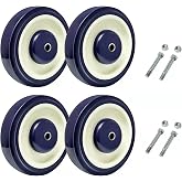 SYRATION 5" 4 Pack Polyurethane Stepped and Full Tread Face w/Double Ball Bearing Shopping Cart Wheel 1400 lbs Total Capacity
