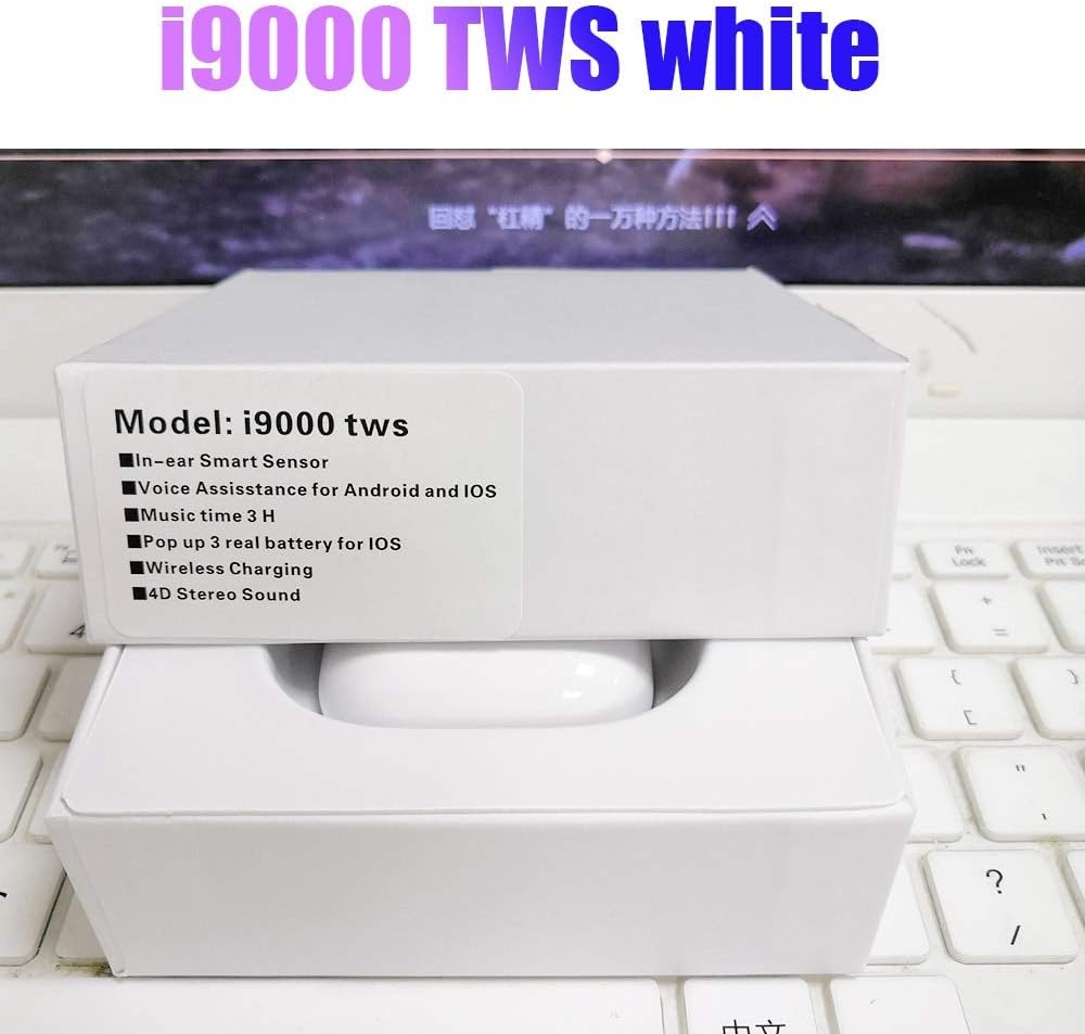 i9000 TWS detect Sensor Bluetooth 5.0 Headphones Wireless Earphone Touch Pop up Wireless Charging Sport Headsets pk i200 i500 (i9000 White Standard)