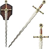 Claymeur 39.8" Stainless Steel Red Medieval Masonic Ceremonial Sword with Display Plaque for Collection, Cosplay